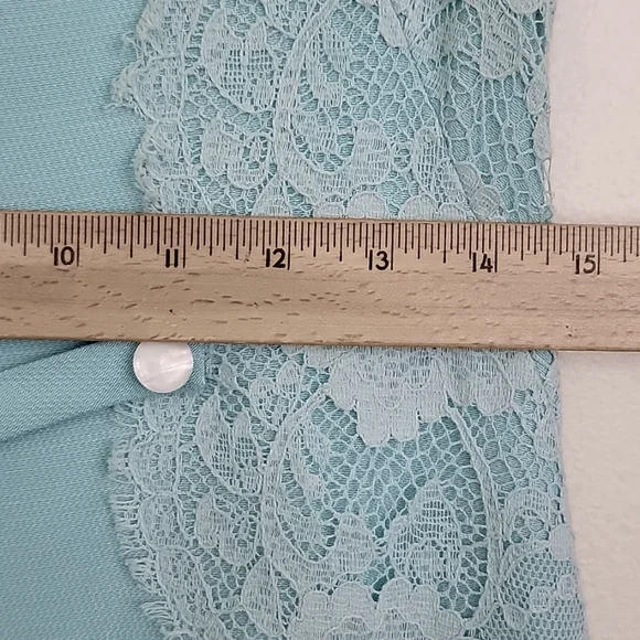 Vintage Blue & Lace Midi Short Sleeve Shift Dress By Jean Lang (Altered Waist) S - Picture 6 of 13